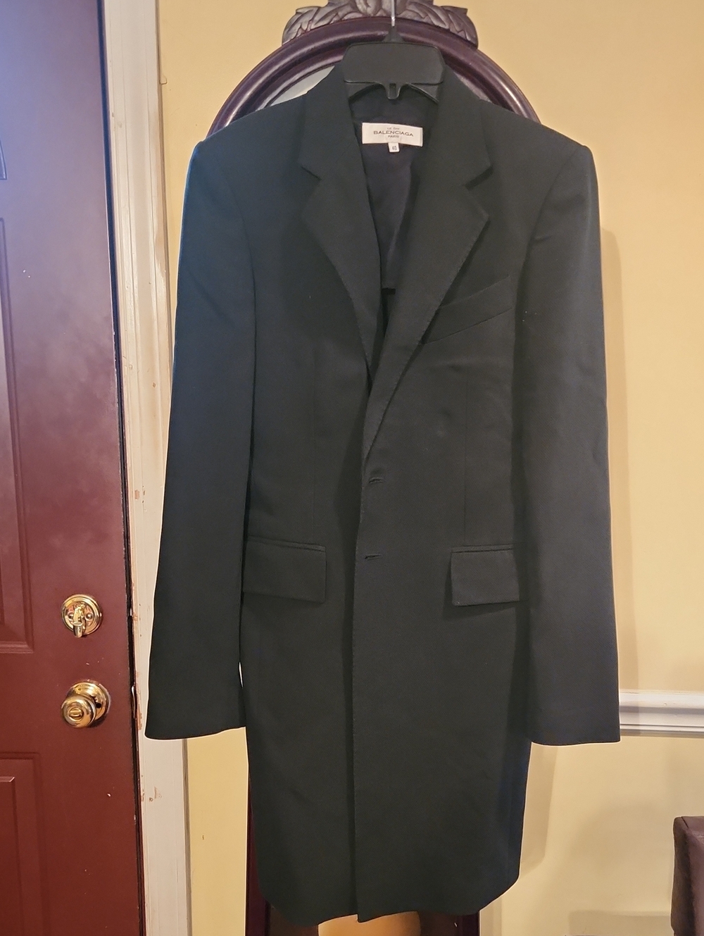 Balenciaga Black Single-Breasted Long Trench Coat